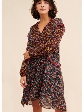 Anthropologie Helene Floral Tunic Mini Dress